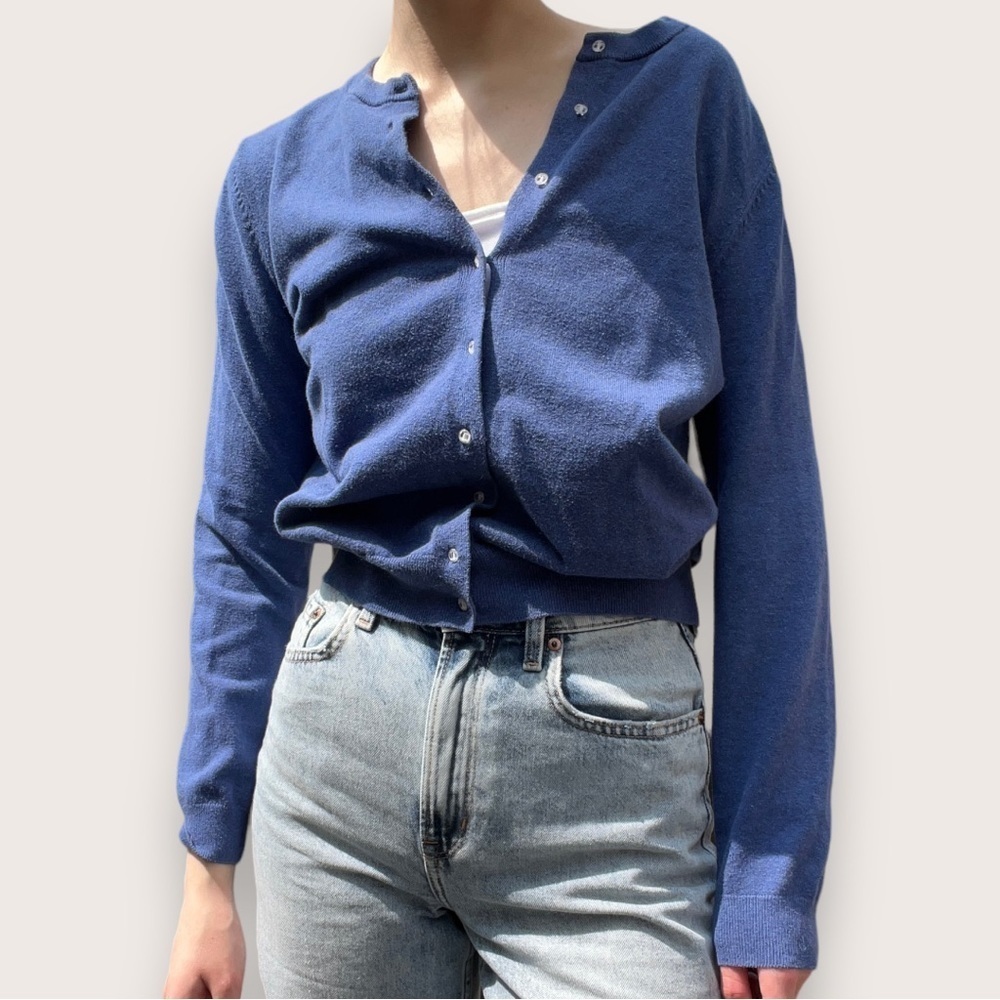 LORD & TAYLOR | Women's Knit Button-Up Cardigan Blue Medium​​